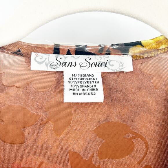 Sans Souci Womens Boho Western Fall Velvet Fringe Floral Cardigan Kimono Size M - Picture 2 of 5